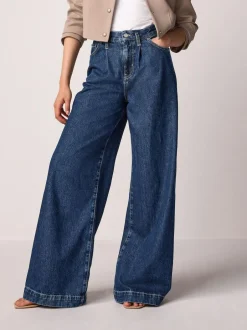 Next Palazzo Wide Leg Jeans Rinse Blue