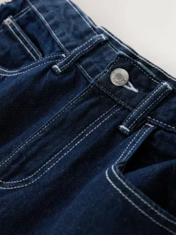 Next Boyfriend Wide Leg Mid Rise Turn Up Jeans Rinse Discount