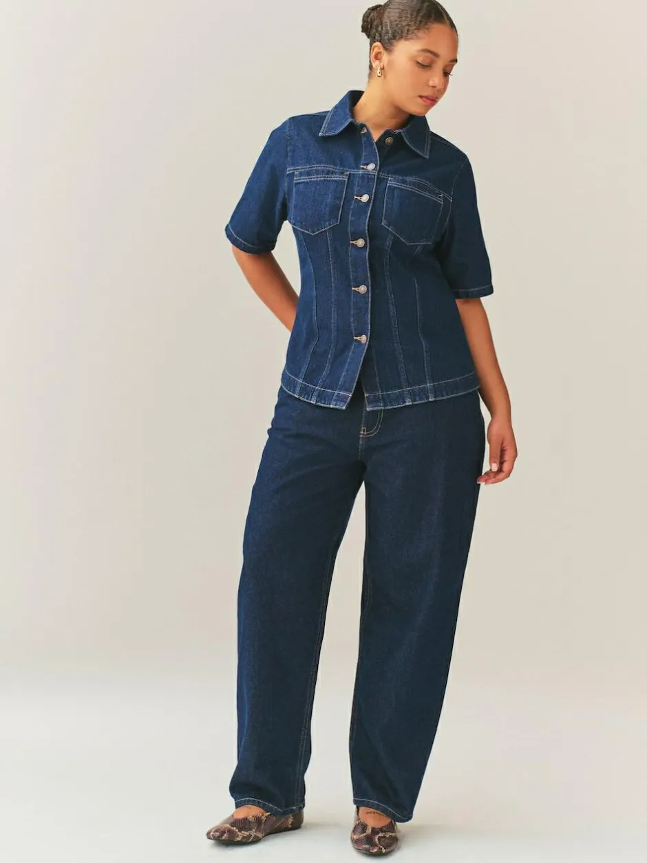Next Rinse Denim Fuller Bust Short Sleeve Fitted Top Online