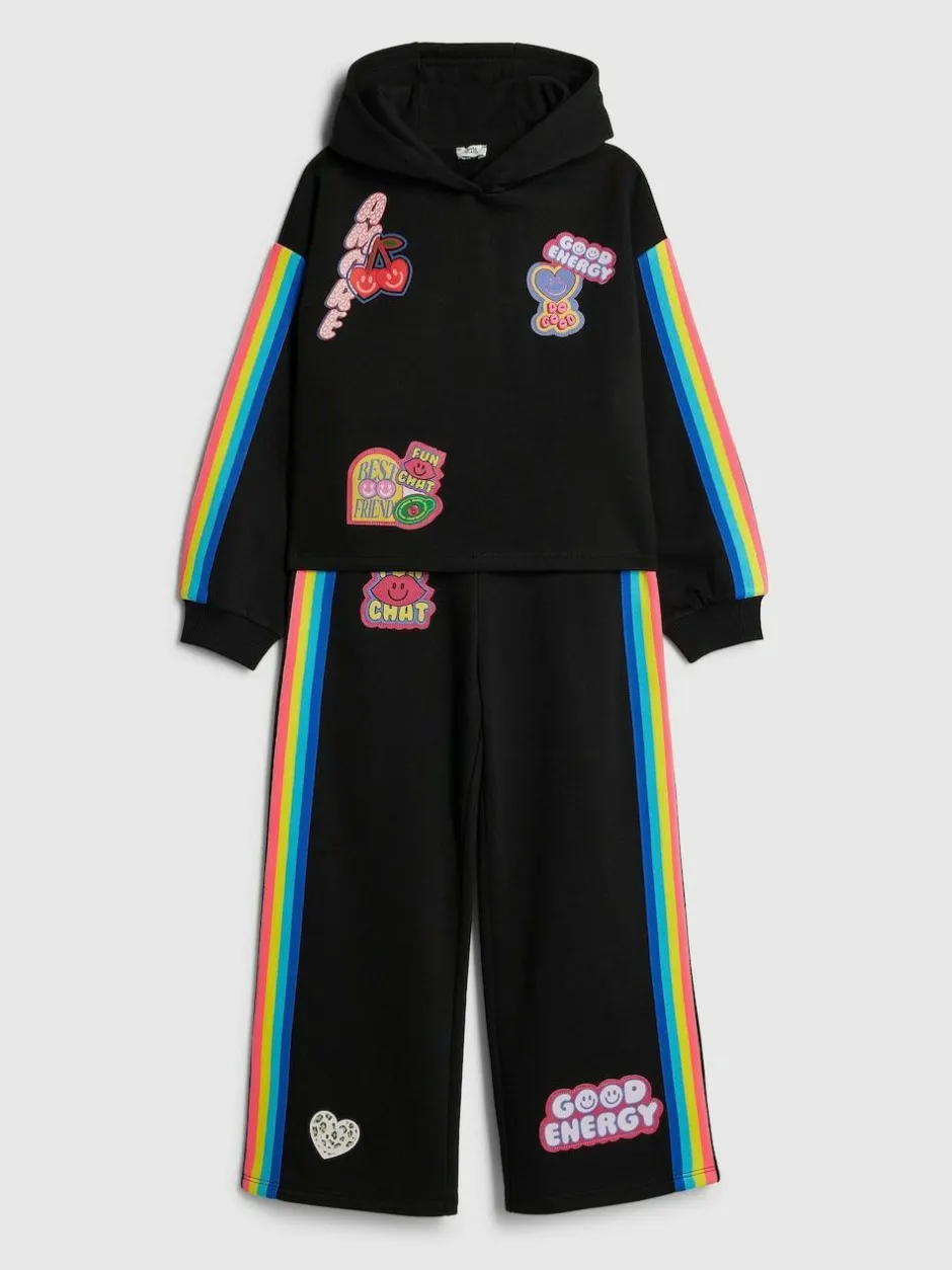 River Island Badge Hoodie & Jogger Set Black Outlet