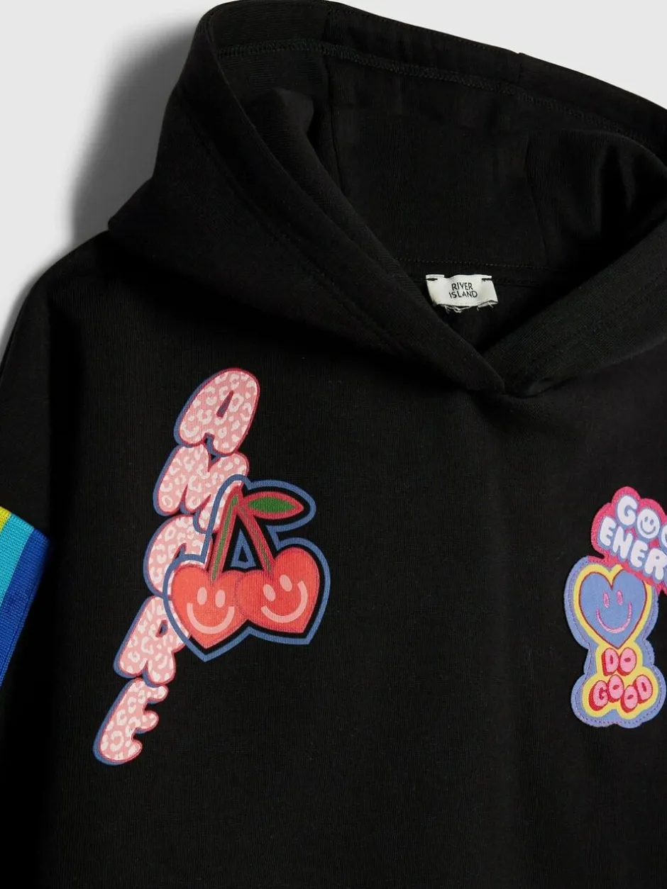 River Island Badge Hoodie & Jogger Set Black Outlet