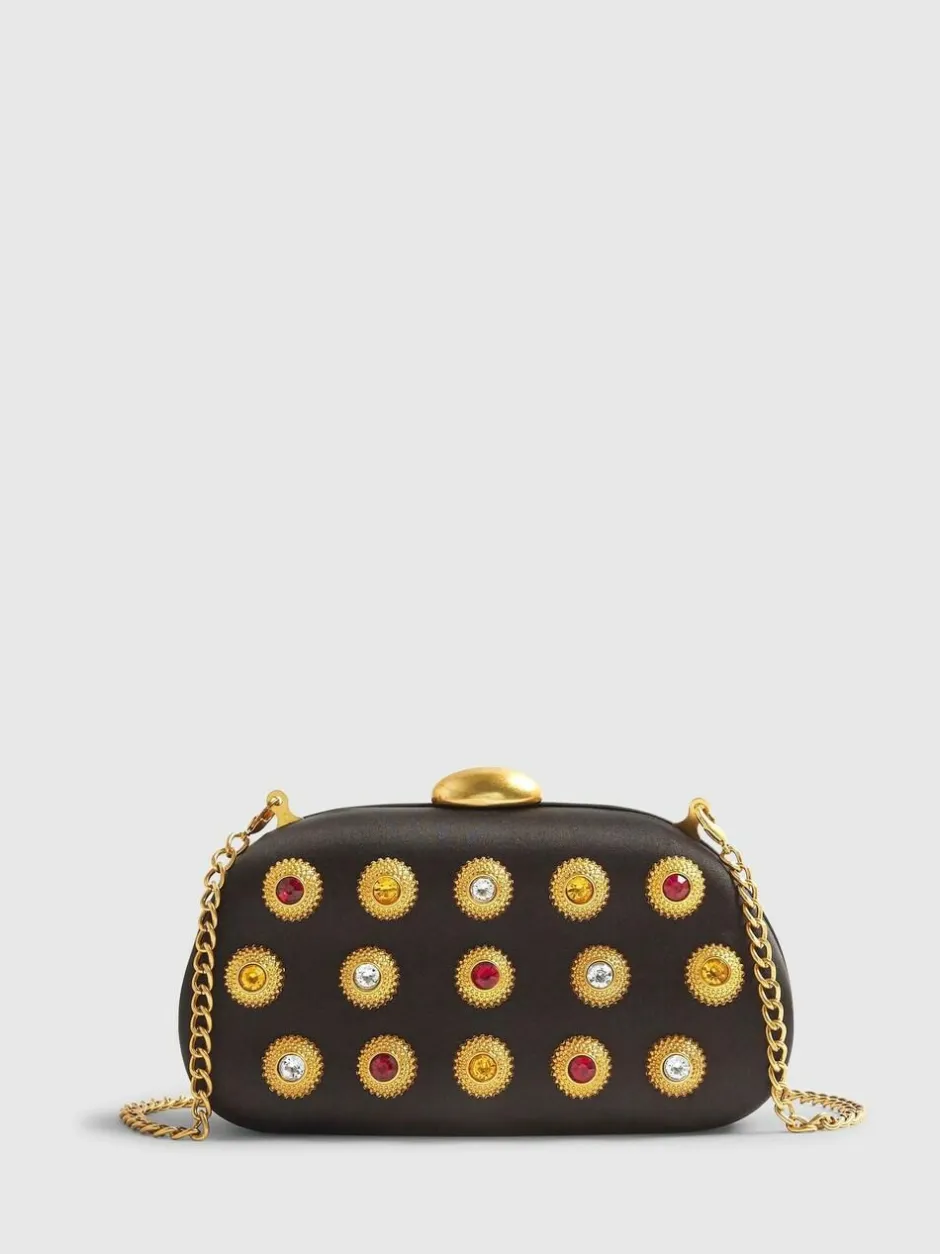 River Island Black Gem Hard Shell Chain Clutch Sale