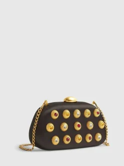 River Island Black Gem Hard Shell Chain Clutch Sale