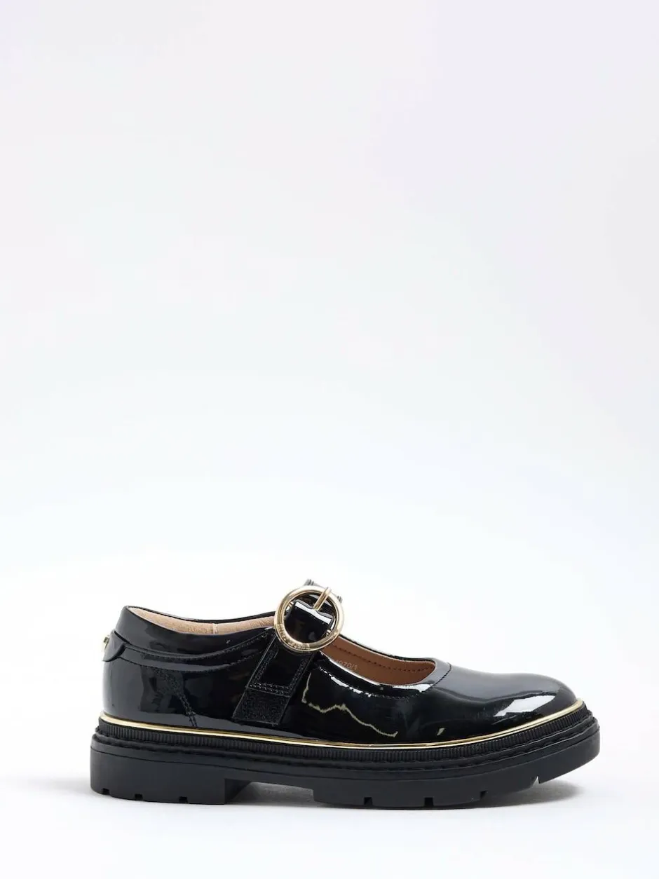 River Island Black Oval Buckle Mary Jane Shoes Online