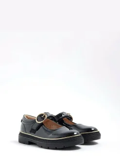 River Island Black Oval Buckle Mary Jane Shoes Online
