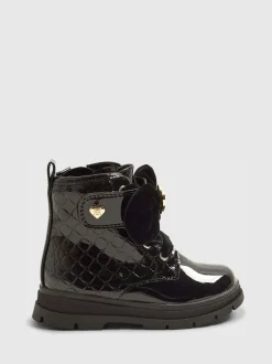 River Island Black Patent Monogram Boots Hot