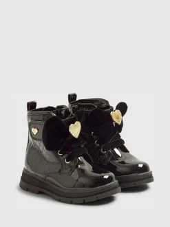 River Island Black Patent Monogram Boots Hot