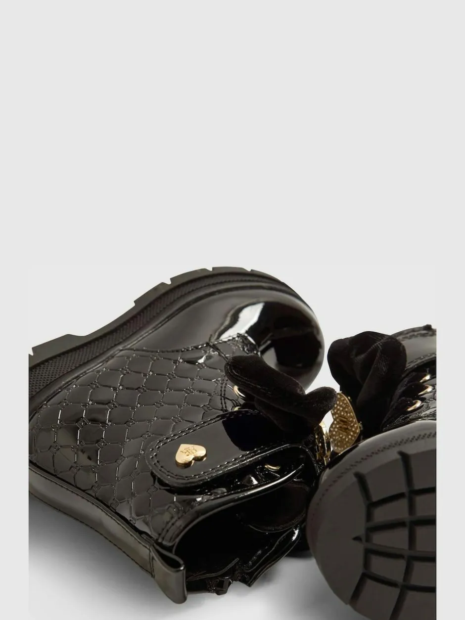 River Island Black Patent Monogram Boots Hot