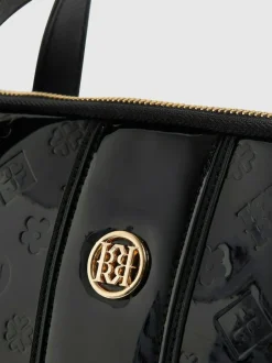 River Island Black Patent Monogram Laptop Case Bag Outlet