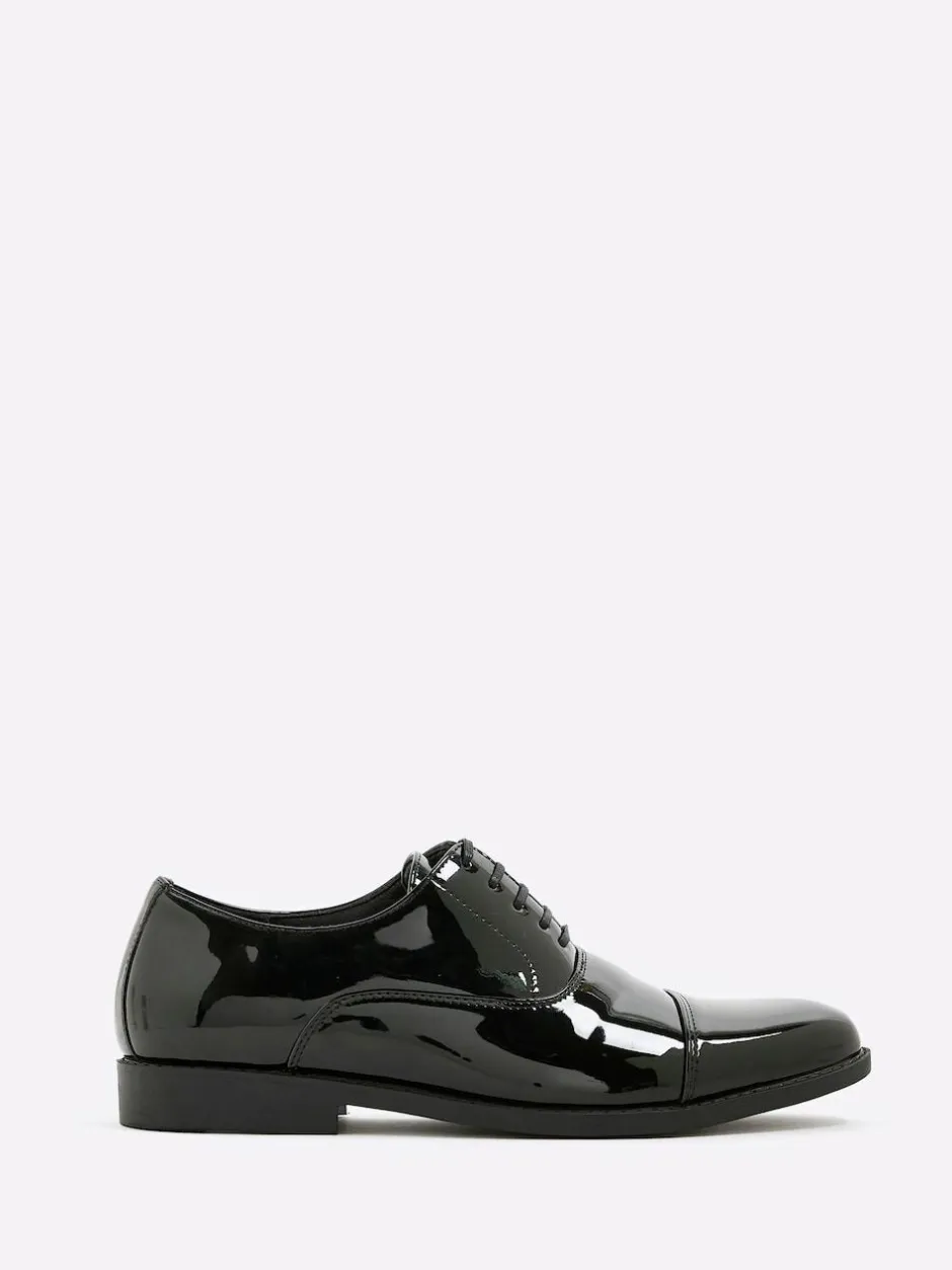 River Island Black Patent Derby Shoes Discount