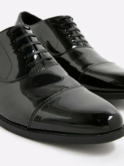 River Island Black Patent Derby Shoes Discount