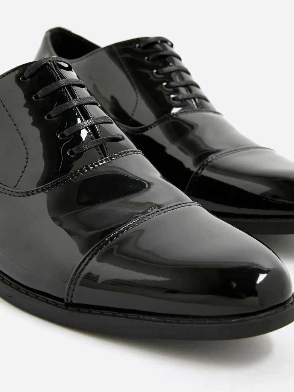 River Island Black Patent Derby Shoes Discount