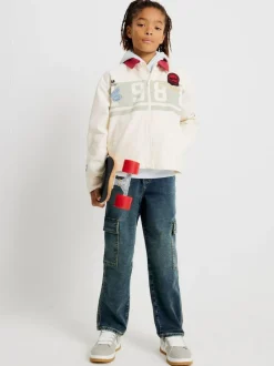 River Island Blue Loose Cargo Pocket Jeans Online