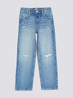 River Island Blue Ripped Straight Jeans Hot