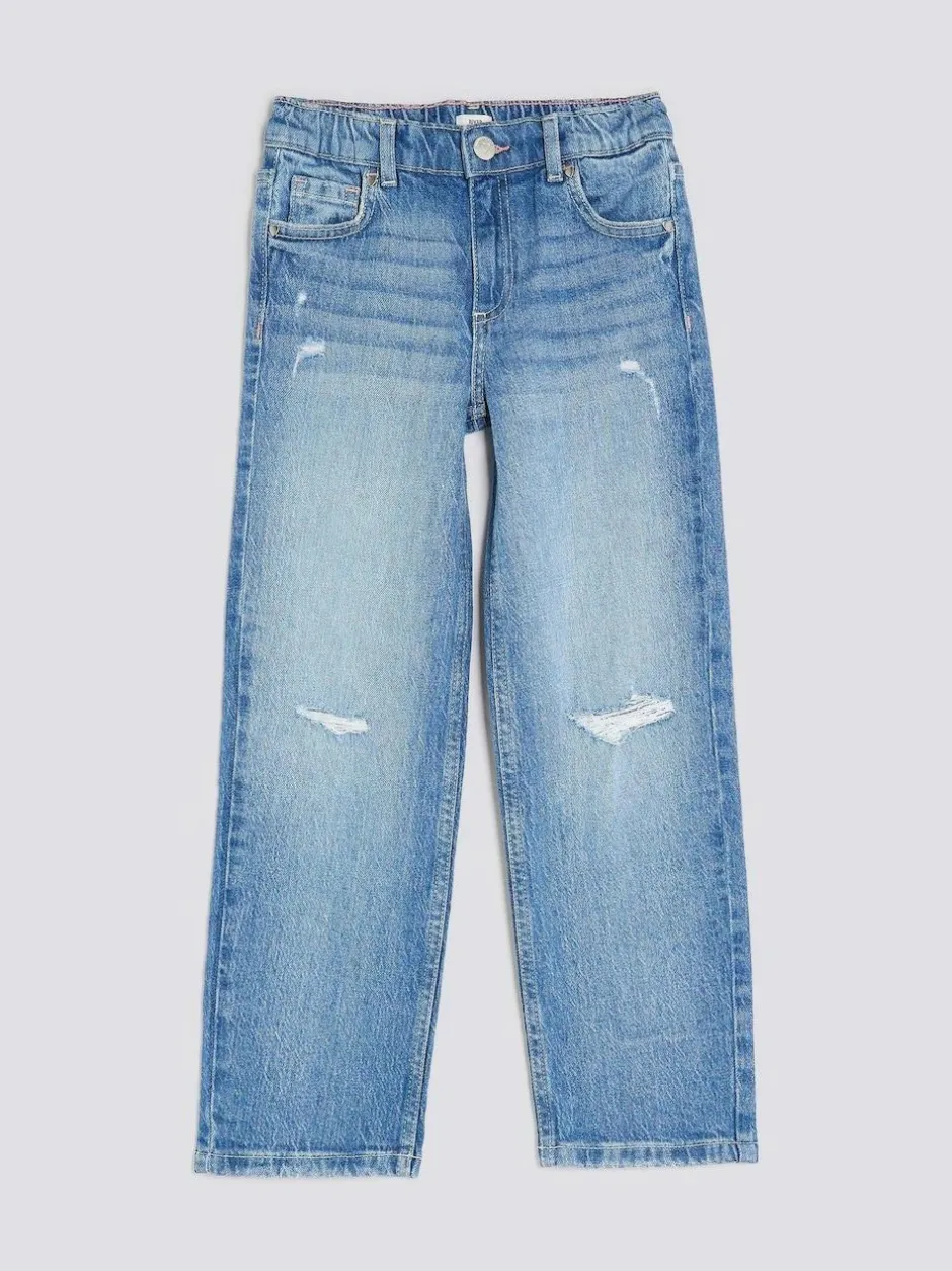 River Island Blue Ripped Straight Jeans Hot