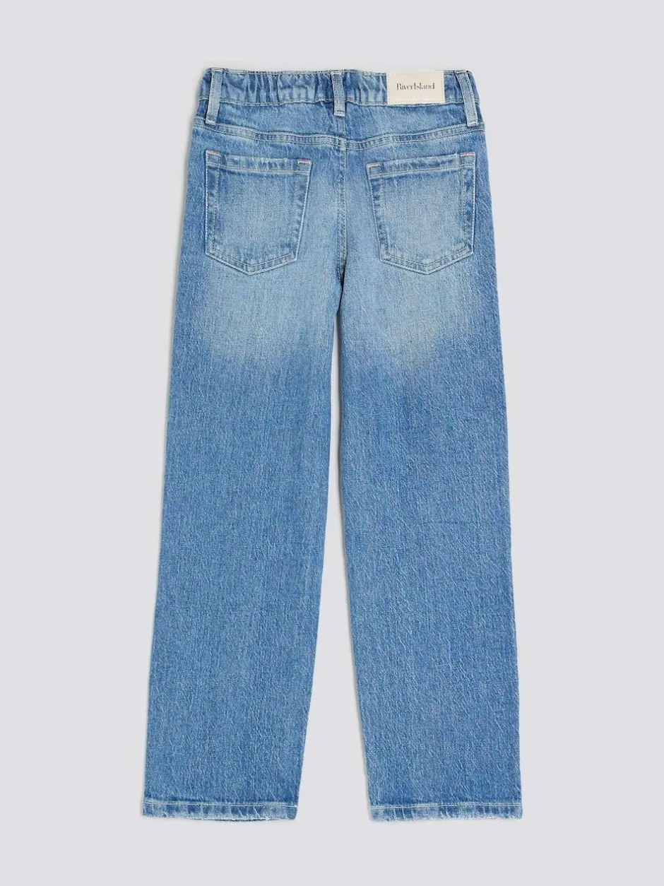 River Island Blue Ripped Straight Jeans Hot