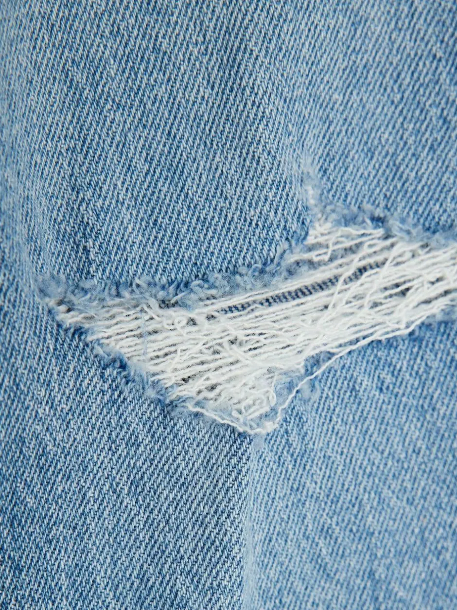 River Island Blue Ripped Straight Jeans Hot