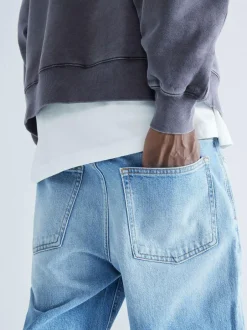 River Island Blue Straight Fit Stretch Jeans New