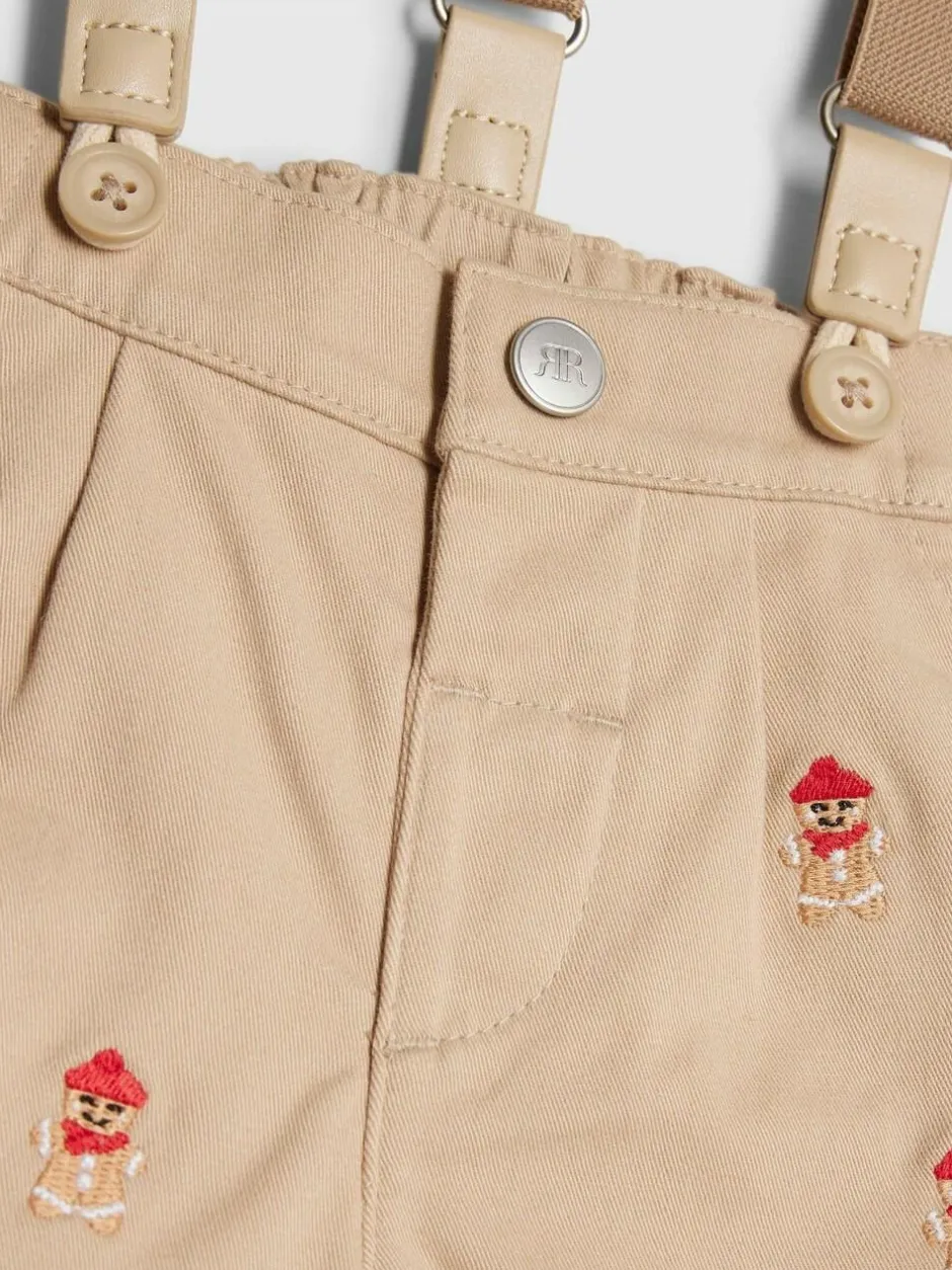 River Island Brown Baby Boys Gingerbread Dungaree Set