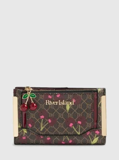 River Island Brown Monogram Cherry Print Purse Sale