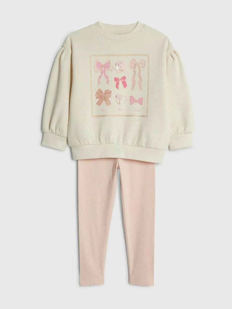 River Island Cream Bow Sweatshirt & Leggings Set