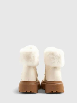 River Island Cream Lace Up Hiker Boots