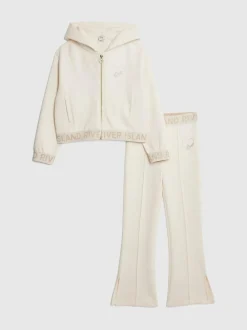 River Island Premium Essentials Zip Through & Kickflare Set Cream New