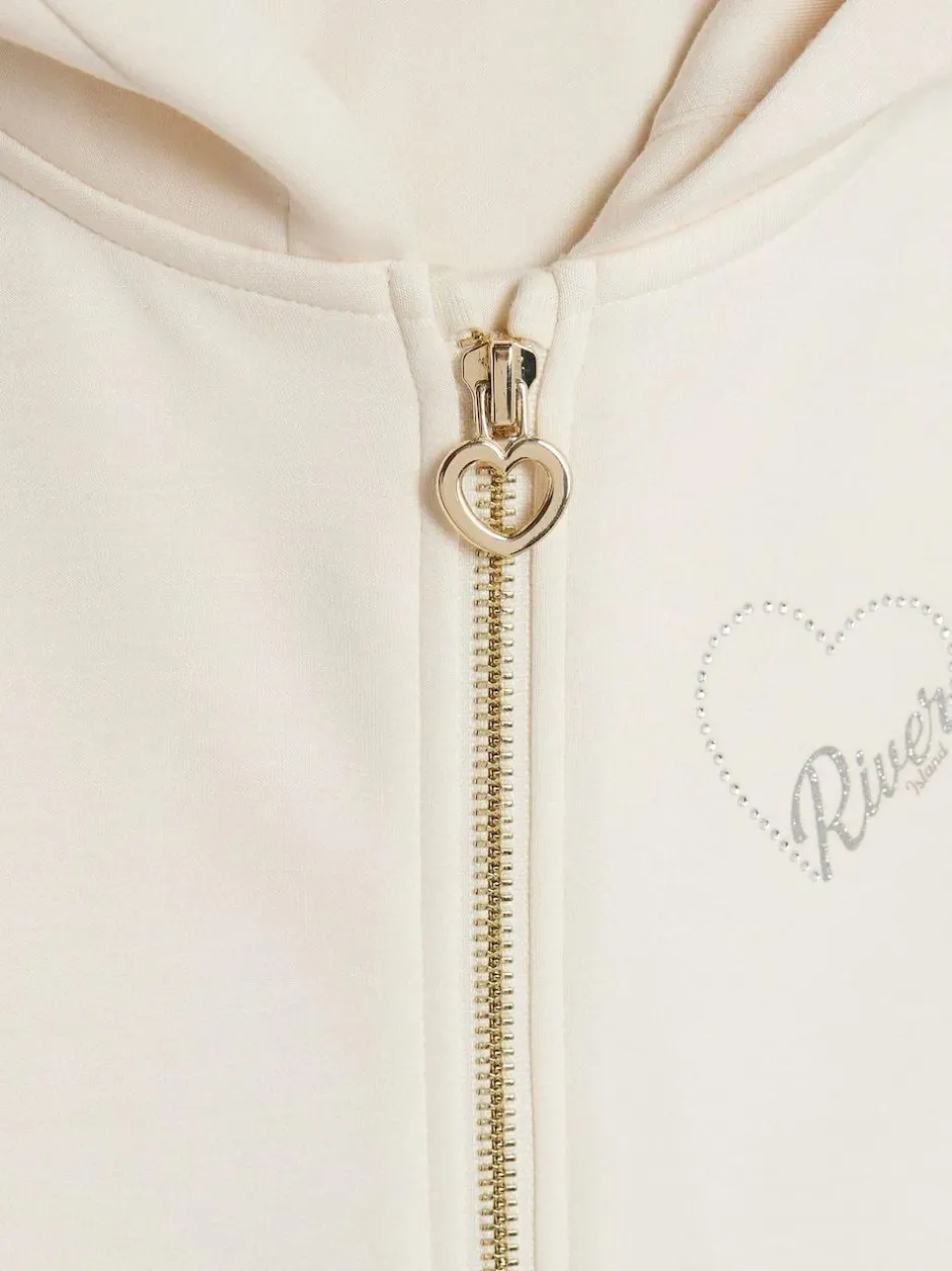 River Island Premium Essentials Zip Through & Kickflare Set Cream New