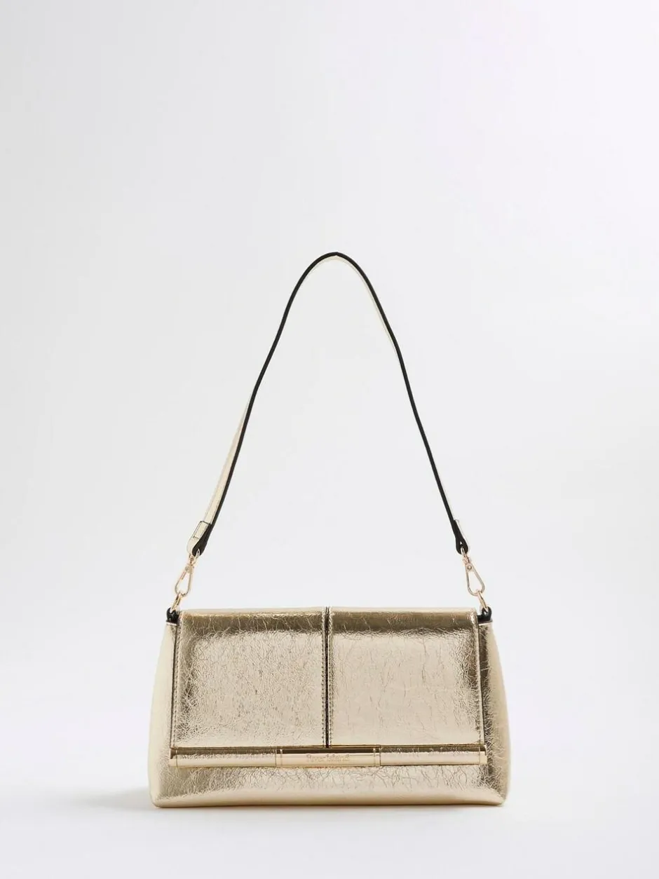 River Island Gold Bar Front Clutch Bag New