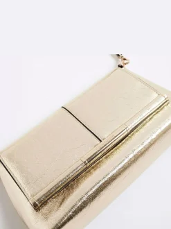 River Island Gold Bar Front Clutch Bag New