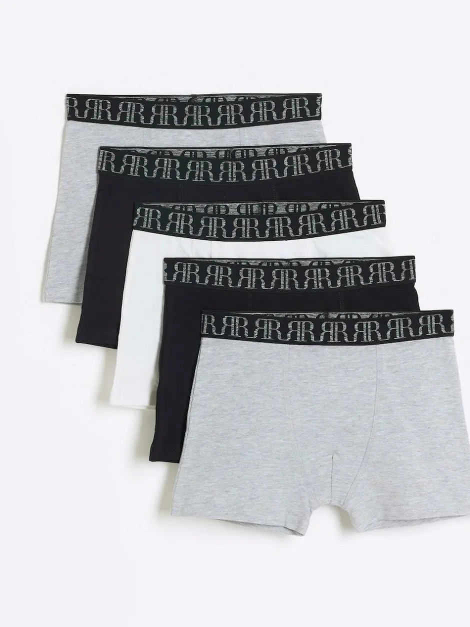 River Island Boxers 5 Pack Grey Marl