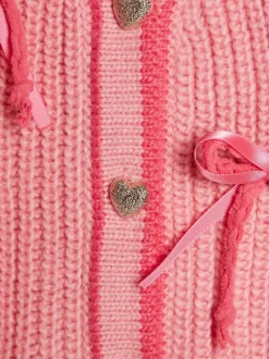 River Island Pink 3D Heart & Bow Cardigan Clearance