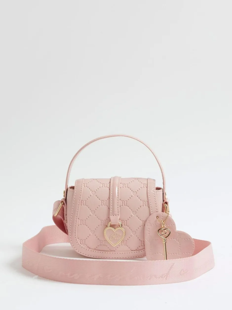 River Island Pink Heart Monogram Kendal Cross-Body Bag