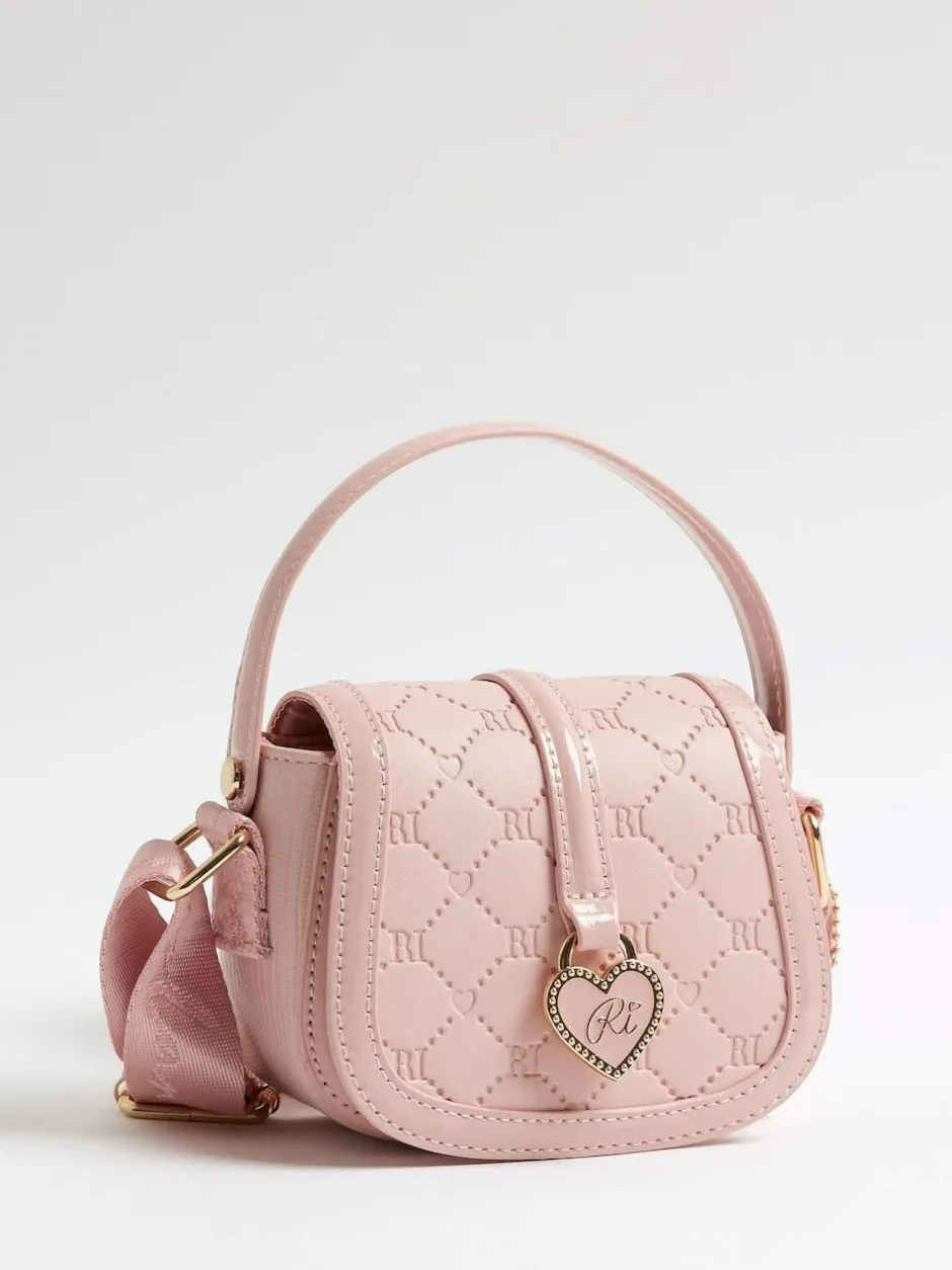 River Island Pink Heart Monogram Kendal Cross-Body Bag