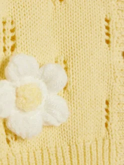River Island Yellow Broderie Daisy Knitted Cardigan & Leggings Set Clearance