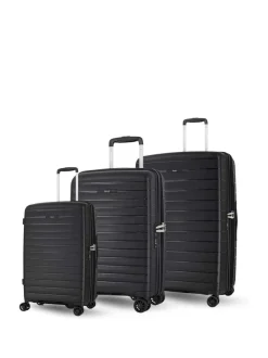 Rock Luggage Palma Suitcases Set 3 Piece Black Clearance