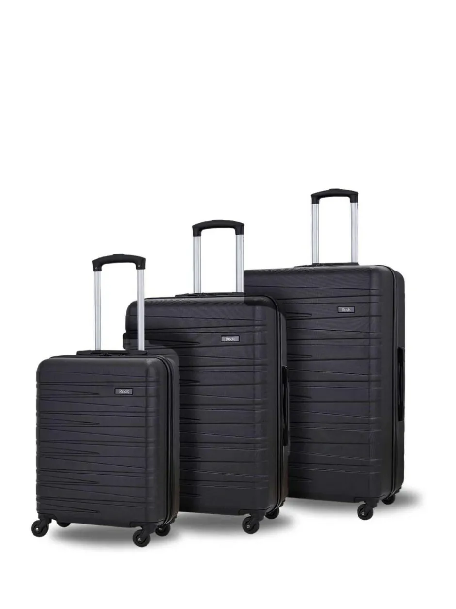 Rock Luggage Seattle 3pc Suitcases Set Black Best