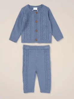 Rock-A-Bye Baby Boutique Blue True Knit Cardigan, Trousers Outfit Set
