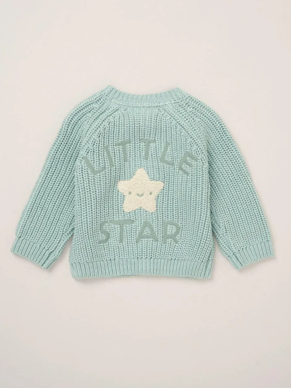 Rock-A-Bye Baby Boutique Cardigan with Embroidery Back Detail Blue Discount