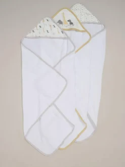 Rock-A-Bye Baby Boutique Hooded Towels 3 Pack New