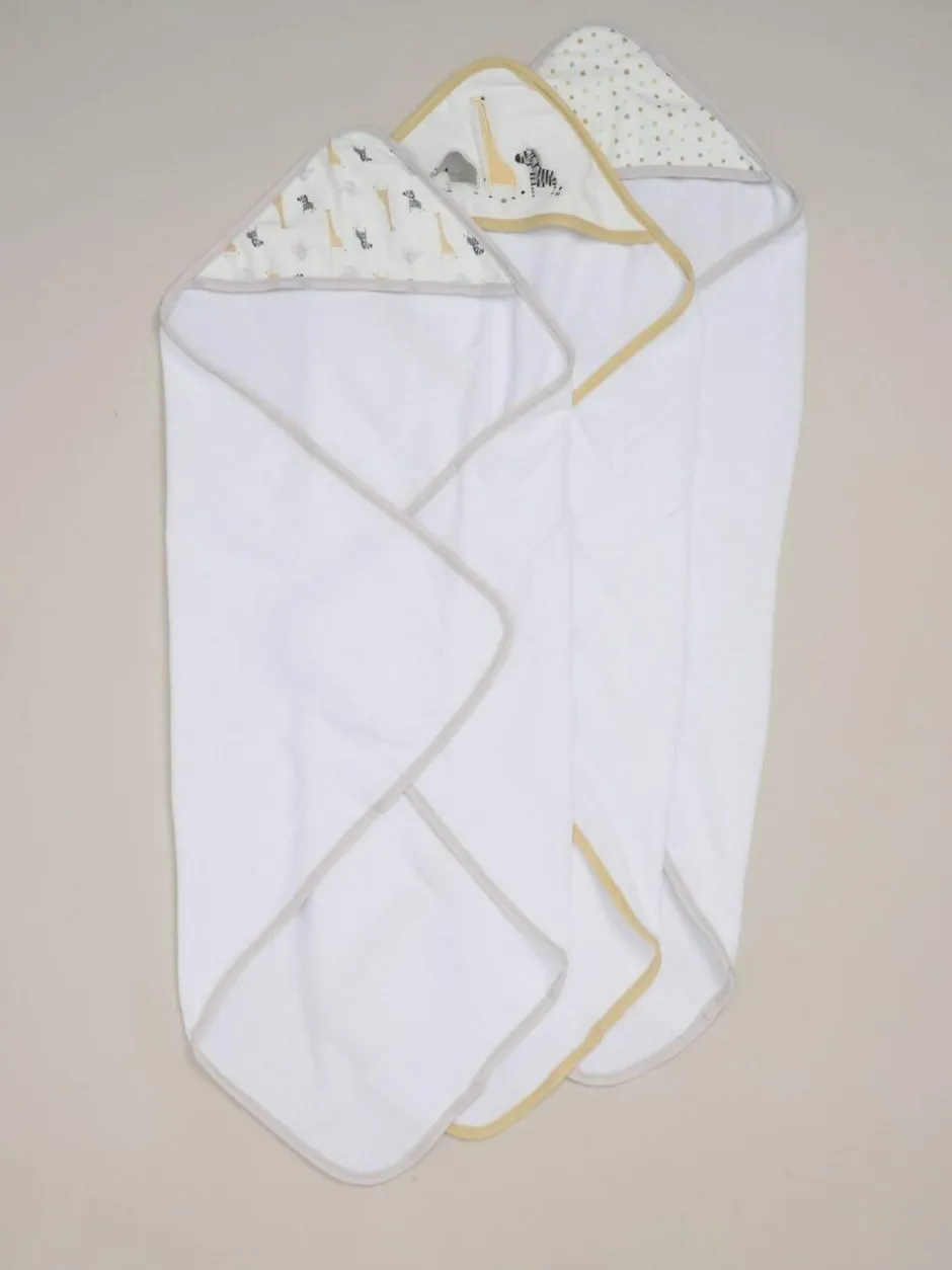 Rock-A-Bye Baby Boutique Hooded Towels 3 Pack New