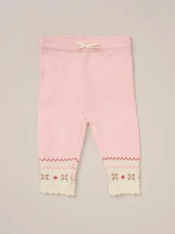 Rock-A-Bye Baby Boutique Pink True Knit Fairisle Pattern Cardigan And Trousers Outfit Set