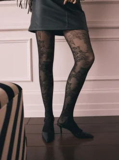 Rockett St George Black Floral Tights Online