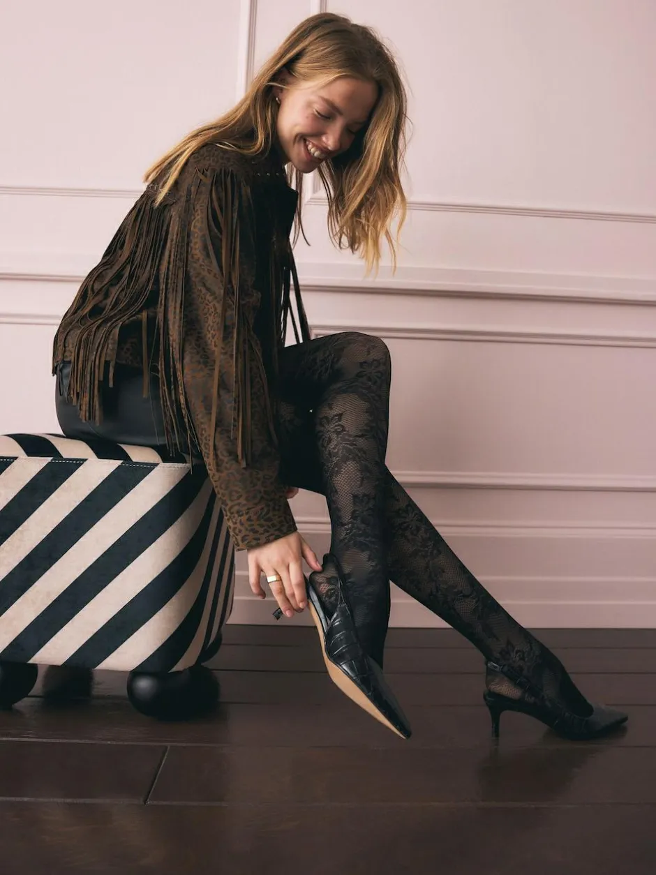 Rockett St George Black Floral Tights Online
