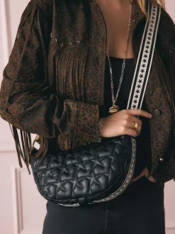 Rockett St George Black Quilted Cross-Body Bag with Star Strap Best