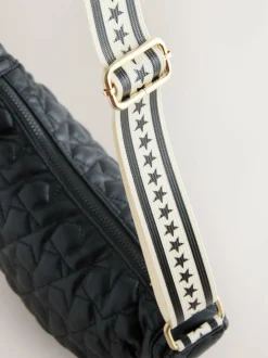 Rockett St George Black Quilted Cross-Body Bag with Star Strap Best