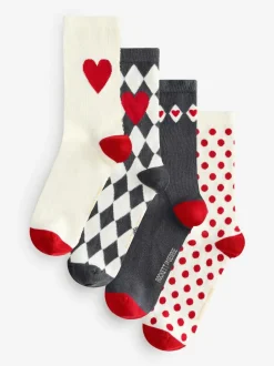 Rockett St George Black/White Spot and Harlequin 4 Pack Socks