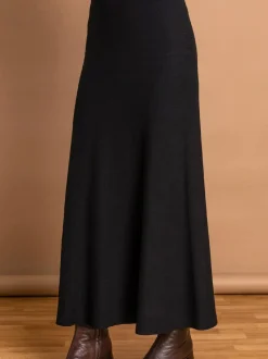 Roman Knitted Midi Stretch Skirt Black New