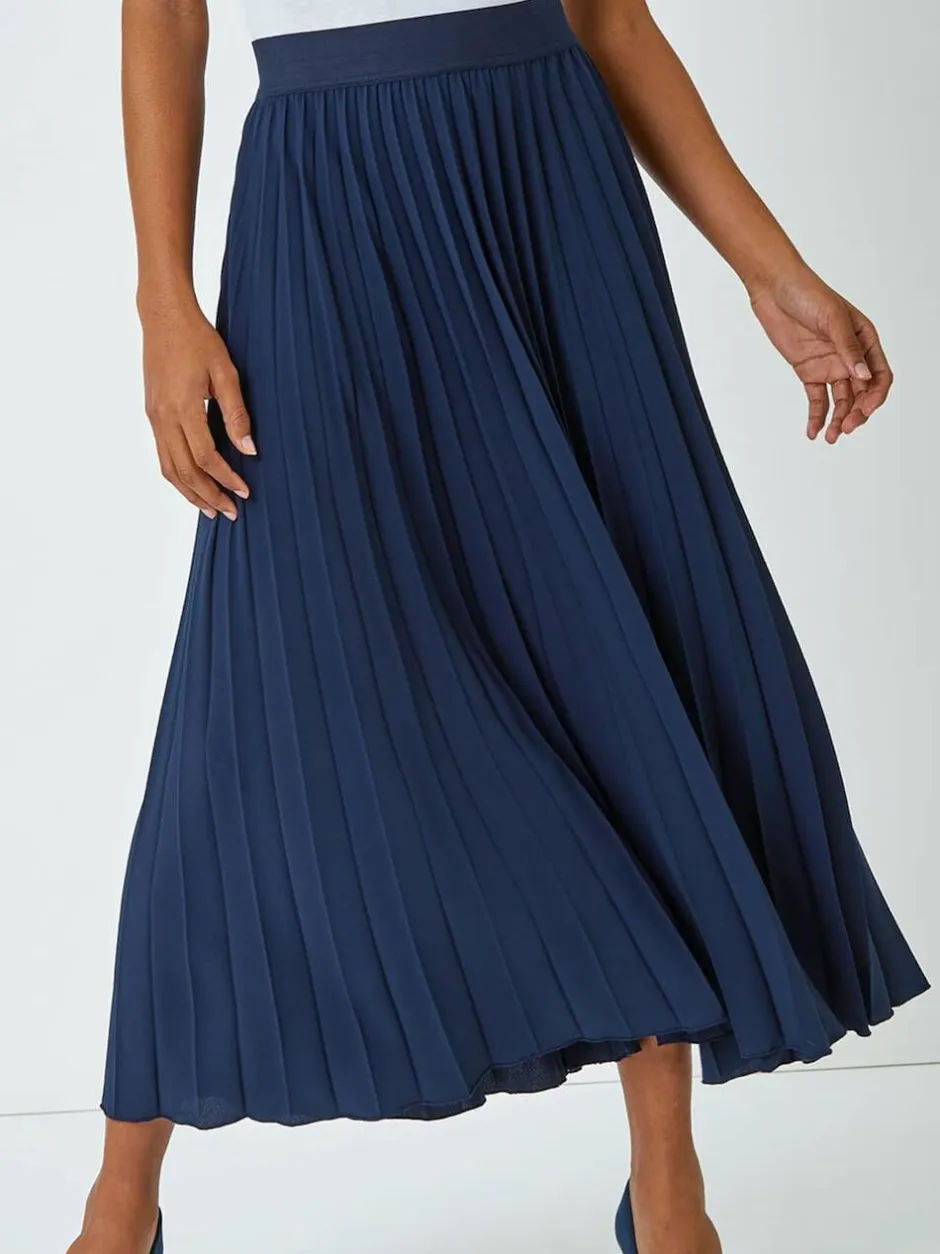 Roman Blue Pleated Maxi Skirt Online
