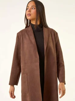 Roman Petite Faux Suede Pocket Jacket Brown Online